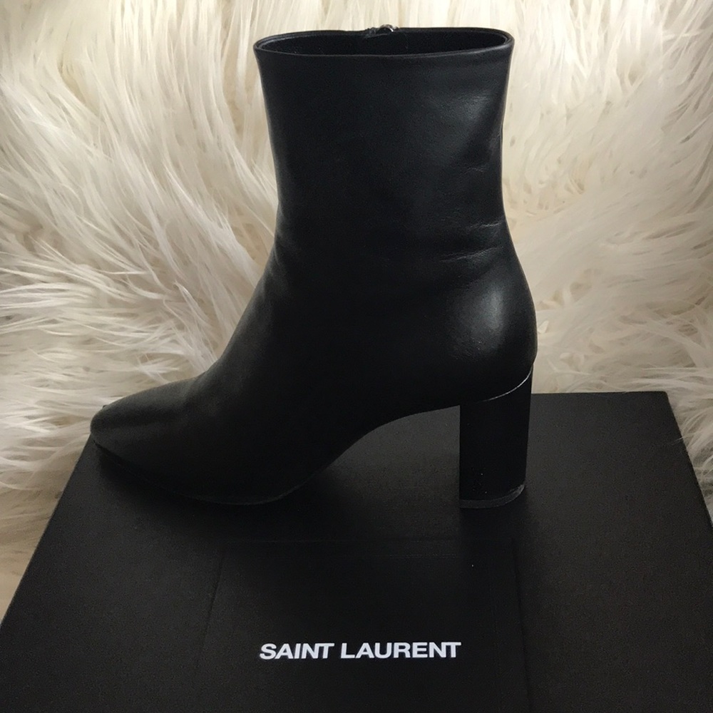 Saint Laurent Black Loulou Heeled Boots 36